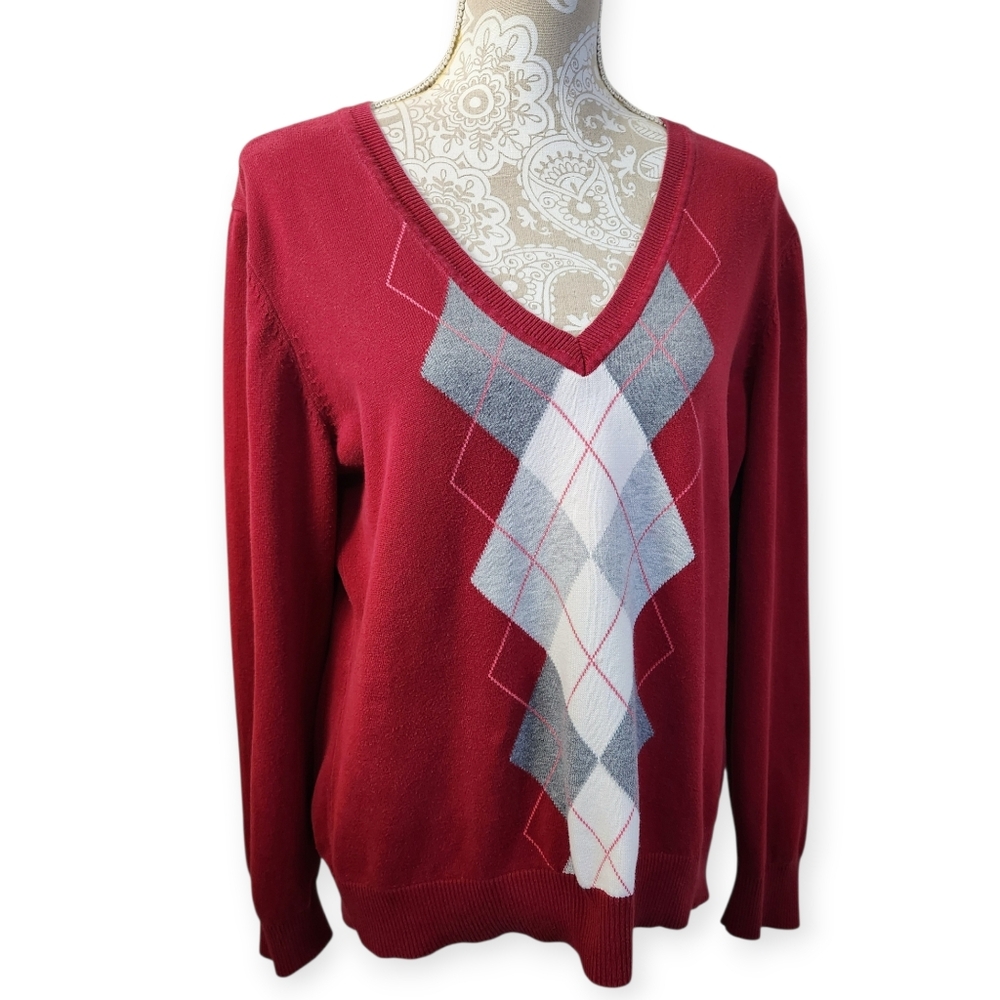 Heritage Collection by Bass Preppy Y2K Diamond Argyle Sweater Size XL